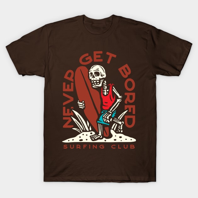 Skeleton Surfing T-Shirt by designtshirtcity